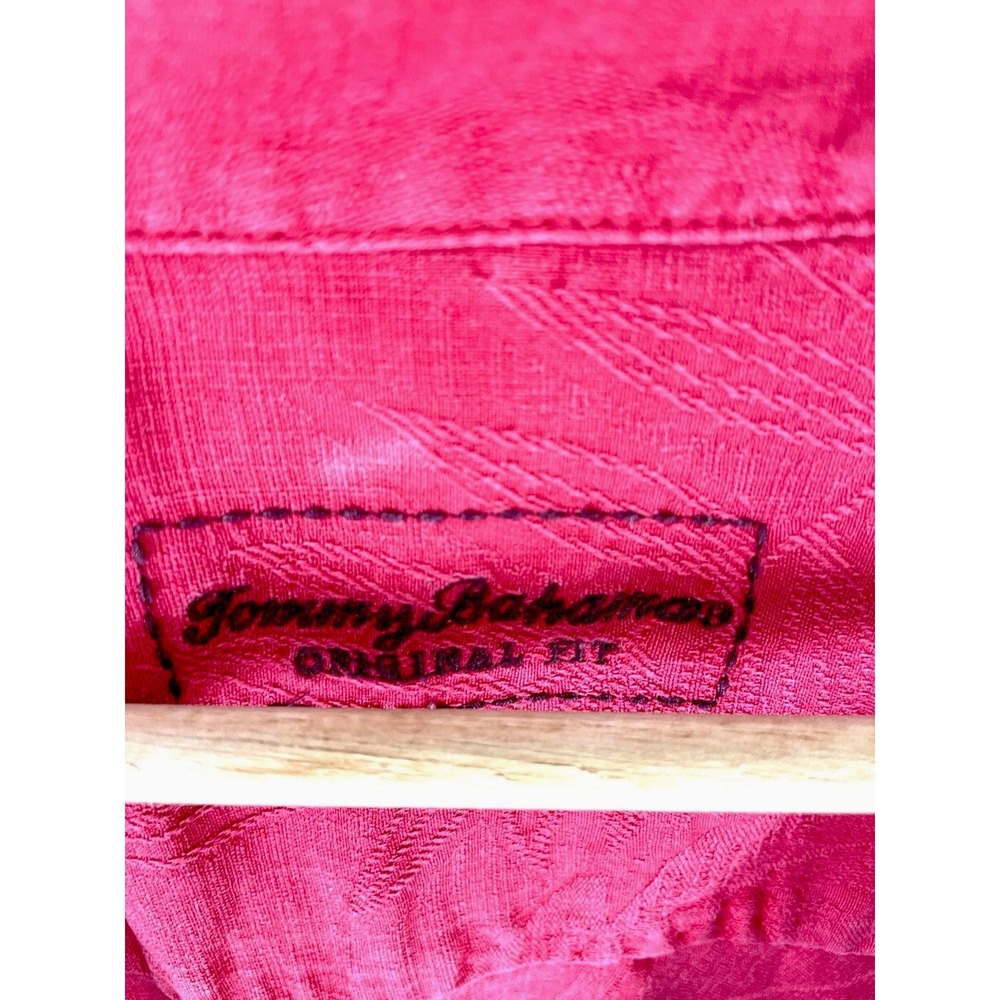 Tommy Bahama Shirt Mens XXL Bright Red Embossed Silk Button Up Soft - Picture 3 of 5